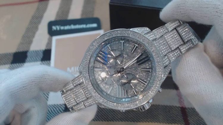 michael kors iced out watch mens